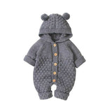 Cute Bear Ear Hooded Knit Rompers