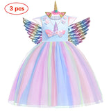 Baby Girls Pastel Rainbow Unicorn Tutu Princess Party Dresses. Ages 3T-10Yrs