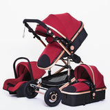 3 in 1 Multifunctional luxury Baby Stroller & Carseat. Portable High Landscape 4 Wheel Folding Carriage