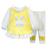 Baby Girls Playful 2Pc "Sleepy Bunny", Ruffle Trim Tunic Dress and Tights Combo.