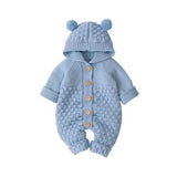 Cute Bear Ear Hooded Knit Rompers