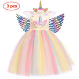 Baby Girls Pastel Rainbow Unicorn Tutu Princess Party Dresses. Ages 3T-10Yrs