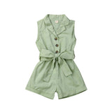 Baby Girl Sleeveless Bow-tie Waist Romper. Elegant Plain Solid Jumpsuit.