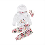 Baby Girls Pretty Flowers Hoodie, Headband & Sweat Pants Set