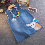 Girls Sleeveless Denim Vest Dress. 2T-6Y