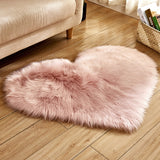 Heart Shape Fluffy Washable Faux Fur Rug For Kid's Bedroom