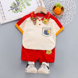 2-Piece Summer Cartoon Polo Shirt & Shorts Set. Ages 12M-5T