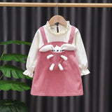 Girls Pocket Pet Overall Dress With Puff Long Sleeve. Ages 12M-7Yrs