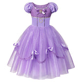 Princess Birthday Party Ball Gown With Puff Sleeve & Accessories.