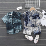 Baby Boys 2Pc Tie-dyed Graffiti Shirt & Shorts Set. Ages 9M-4T