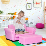 Kids Pink Lounge Sofa With Matching Ottoman