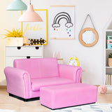 Kids Pink Lounge Sofa With Matching Ottoman