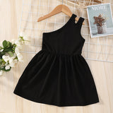 Girls Single Shoulder Sleeveless Black  Party Dress. Ages 1T-8