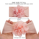 New Born Baby Girl Nylon Headband Wraps With Chiffon Flower (Packs of 13 & 15)