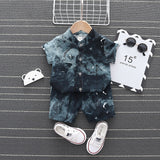 Baby Boys 2Pc Tie-dyed Graffiti Shirt & Shorts Set. Ages 9M-4T