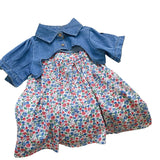 Girls Denim Shawl Top & Floral Summer Dress Sets.