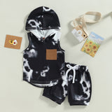 Boys 2Pc Summer Set. Sleeveless Hooded Tie Dye Top With Drawstring  Shorts