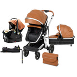 Multifunction 5-IN-1 Baby Stroller Portable Pram High Landscape Infant Cart Luxury Baby Carriage With Car Seat Base