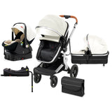 Multifunction 5-IN-1 Baby Stroller Portable Pram High Landscape Infant Cart Luxury Baby Carriage With Car Seat Base