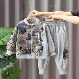 Kid's Cute Baby Bear 2Pc, Zip Up Sweater Jacket & Pants Set.