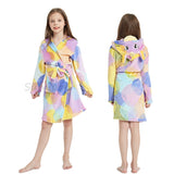 Girls Fleece Unicorn Hooded Bathrobes