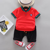 Boys 2Pc Short-sleeve Polo & Shorts Summer Set.