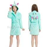 Girls Fleece Unicorn Hooded Bathrobes