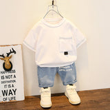 Boy's 2pc, T-shirt & Denim Shorts Summer set.