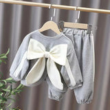 Girls Chic and Fashionable Bow Sweatshirt & Pant Set