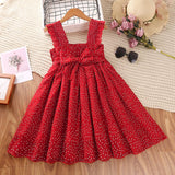 Girls Classy Sleeveless Bow Sash Summer Dress.