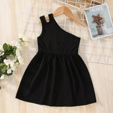 Girls Single Shoulder Sleeveless Black  Party Dress. Ages 1T-8