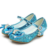 Princess Kitty Heels Leather Glitter Shoes for Girls