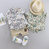 Baby Boys 2Pc Summer Set. Stylish Short Sleeve Shirt & Shorts. Ages 12M-4T