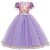 Princess Birthday Party Ball Gown With Puff Sleeve & Accessories.