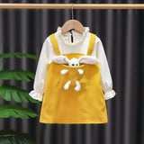 Girls Pocket Pet Overall Dress With Puff Long Sleeve. Ages 12M-7Yrs