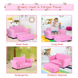 Kids Pink Lounge Sofa With Matching Ottoman