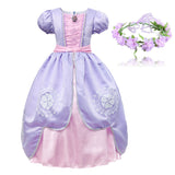 Princess Birthday Party Ball Gown With Puff Sleeve & Accessories.