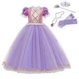 Princess Birthday Party Ball Gown With Puff Sleeve & Accessories.