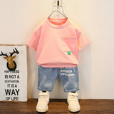 Boy's 2pc, T-shirt & Denim Shorts Summer set.