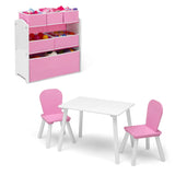 4-Piece Toddler Playroom Table and Chair Set With Toy Organizer