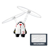 Flying Robot Astronaut. High-Tech Interactive Hand-Controlled Drone With Dual Wings with Lights
