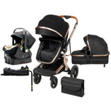 Multifunction 5-IN-1 Baby Stroller Portable Pram High Landscape Infant Cart Luxury Baby Carriage With Car Seat Base