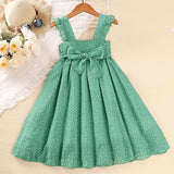 Girls Classy Sleeveless Bow Sash Summer Dress.