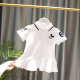 Girls Cartoon Mickey or Cute Rabbit, Short Sleeve Polo Shirt-Dress