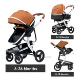 Multifunction 5-IN-1 Baby Stroller Portable Pram High Landscape Infant Cart Luxury Baby Carriage With Car Seat Base