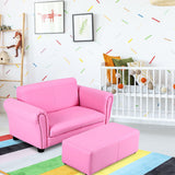 Kids Pink Lounge Sofa With Matching Ottoman