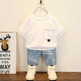 Boy's 2pc, T-shirt & Denim Shorts Summer set.