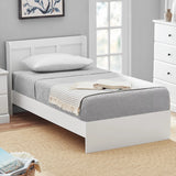 Kid's Platform Twin Bed Frame with Headboard, Soft White or Soft Grey Finish (Mattresses Not Included)