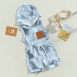 Boys 2Pc Summer Set. Sleeveless Hooded Tie Dye Top With Drawstring  Shorts