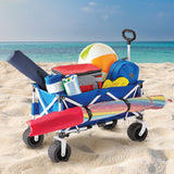 Mainstays Folding All-Terrain Wide-Track Wheeled Beach Wagon, Blue